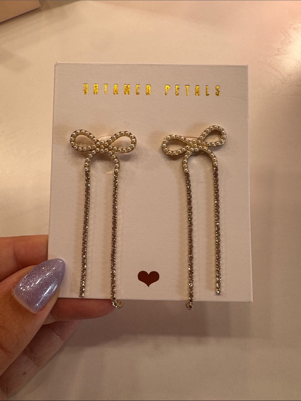 UNTAMED PETALS Gold Bow Drop Earrings